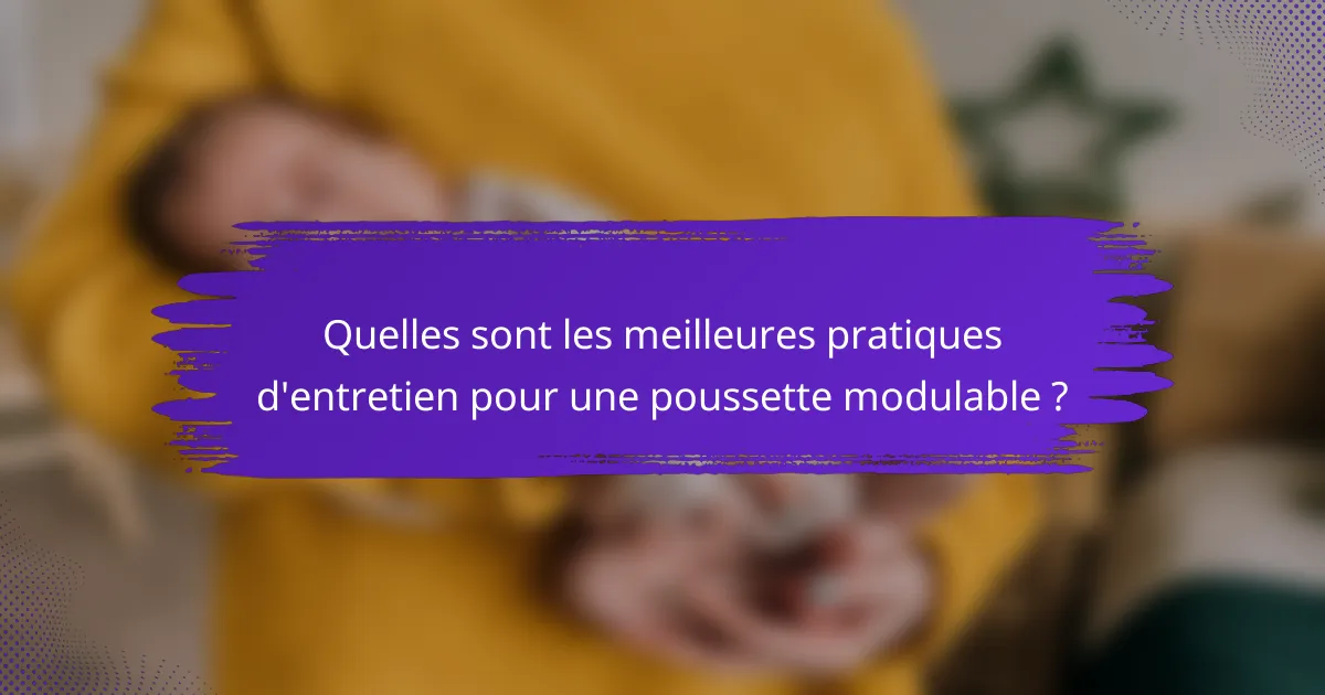 Quelles sont les meilleures pratiques d'entretien pour une poussette modulable ?