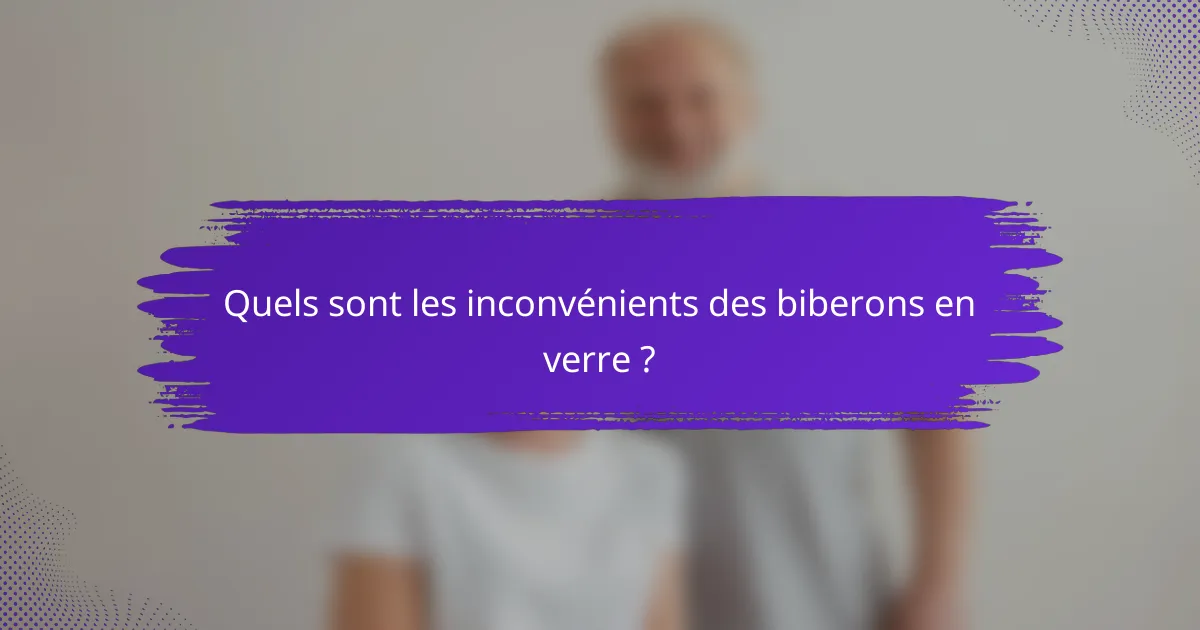 Quels sont les inconvénients des biberons en verre ?